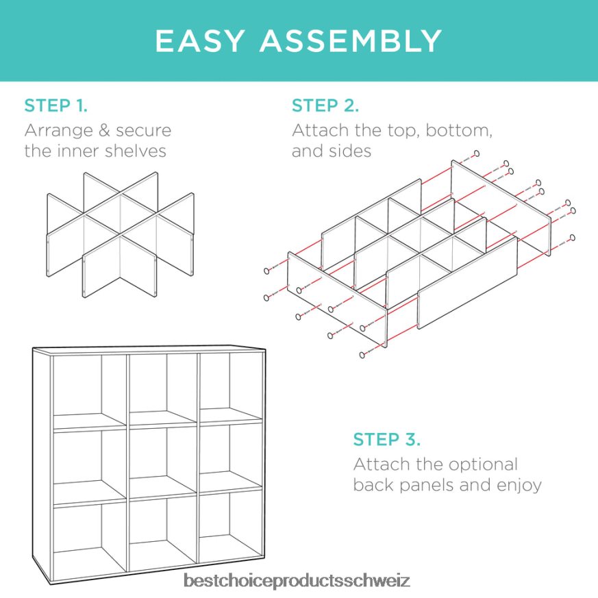 Best Choice Products 9-Würfel-Bücherregal mit 3 abnehmbaren Paneelen, anpassbares Design Greige 2JD022617