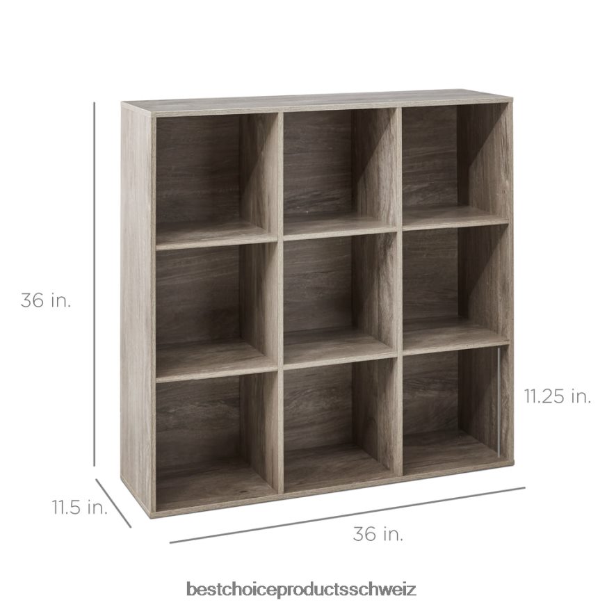 Best Choice Products 9-Würfel-Bücherregal mit 3 abnehmbaren Paneelen, anpassbares Design Greige 2JD022617