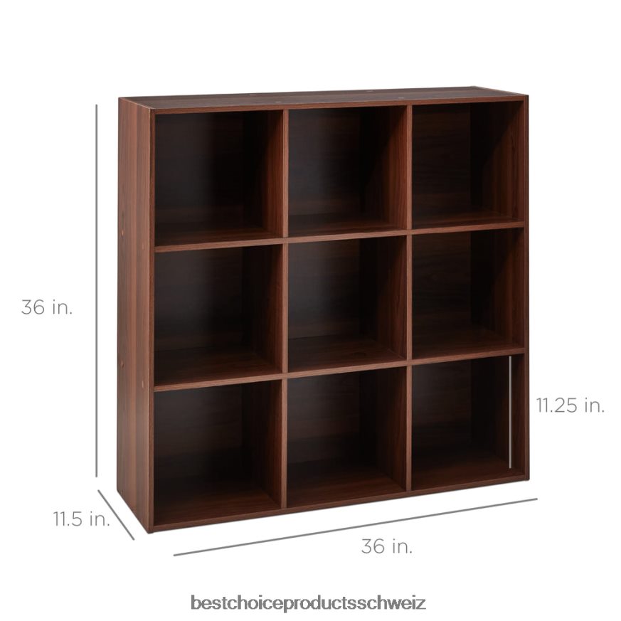 Best Choice Products 9-Würfel-Bücherregal mit 3 abnehmbaren Paneelen, anpassbares Design Nussbaum 2JD022618