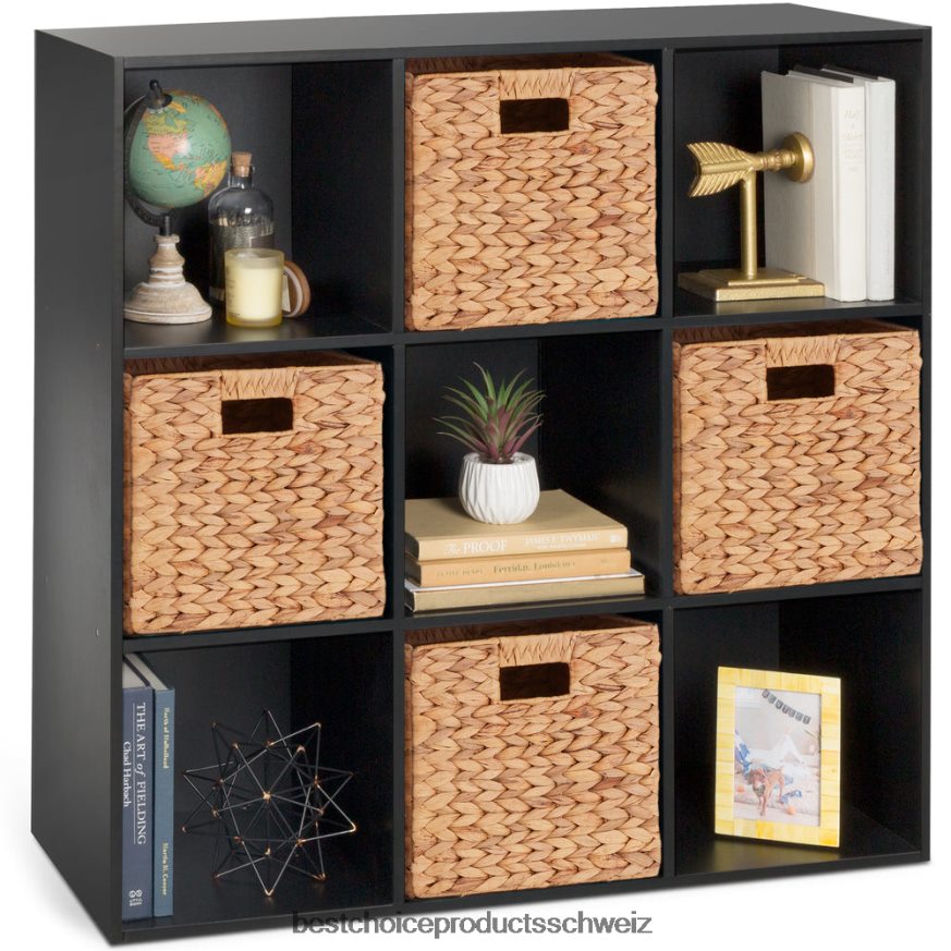 Best Choice Products 9-Würfel-Bücherregal mit 3 abnehmbaren Paneelen, anpassbares Design Schwarz 2JD022615