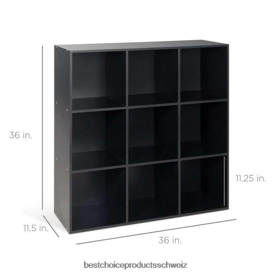 Best Choice Products 9-Würfel-Bücherregal mit 3 abnehmbaren Paneelen, anpassbares Design Schwarz 2JD022615