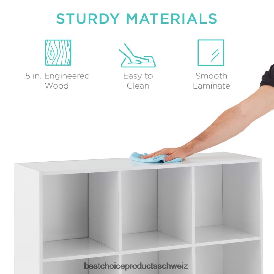 Best Choice Products 9-Würfel-Bücherregal mit 3 abnehmbaren Paneelen, anpassbares Design Weiß 2JD022616