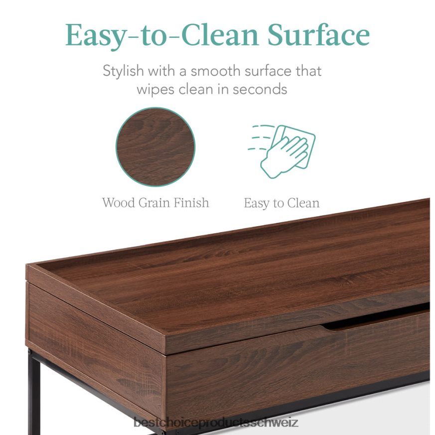 Best Choice Products Couchtisch mit Hubplatte und Tischplatte mit Tablettkante, Holzmaserung braun 2JD022656