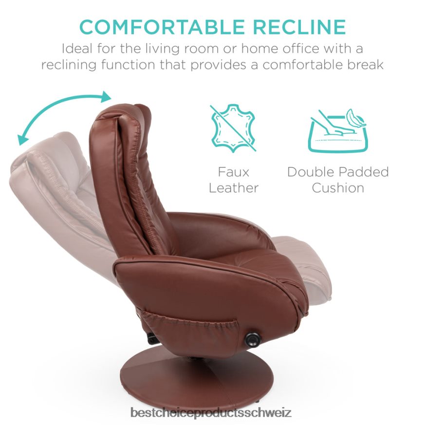 Best Choice Products Elektrischer Massage-Liegestuhl aus Kunstleder mit Hocker und Ottomane, Fernbedienung braun 2JD022359