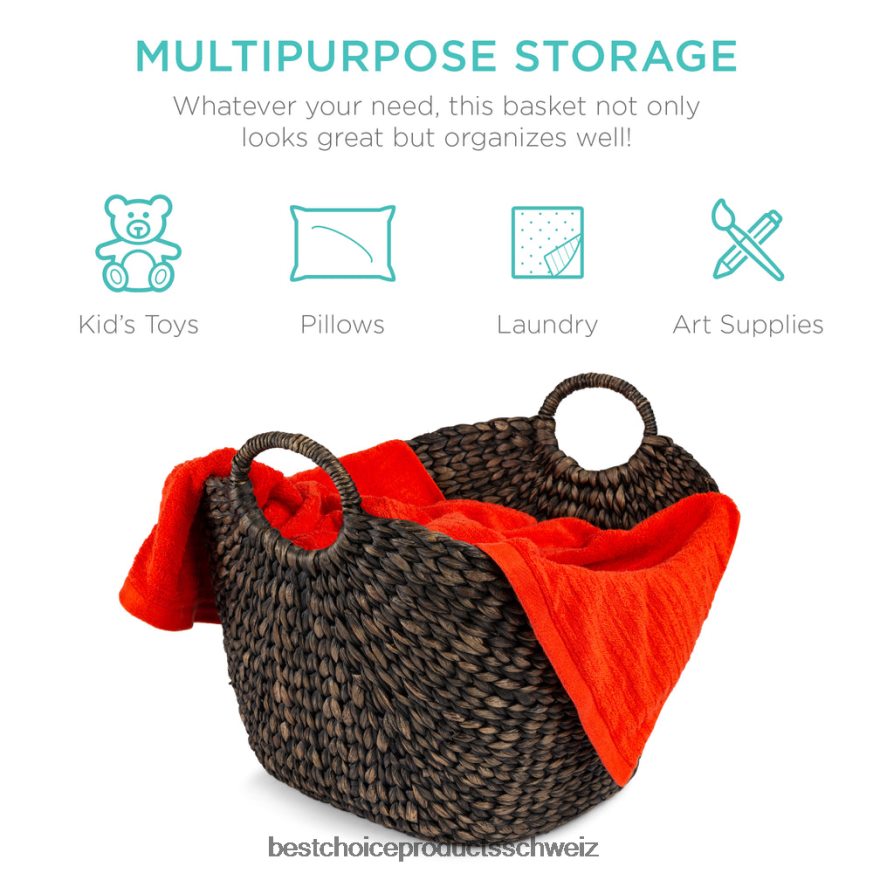 Best Choice Products Großer Mehrzweck-Aufbewahrungskorb aus Seegras mit Griffen braun 2JD022643