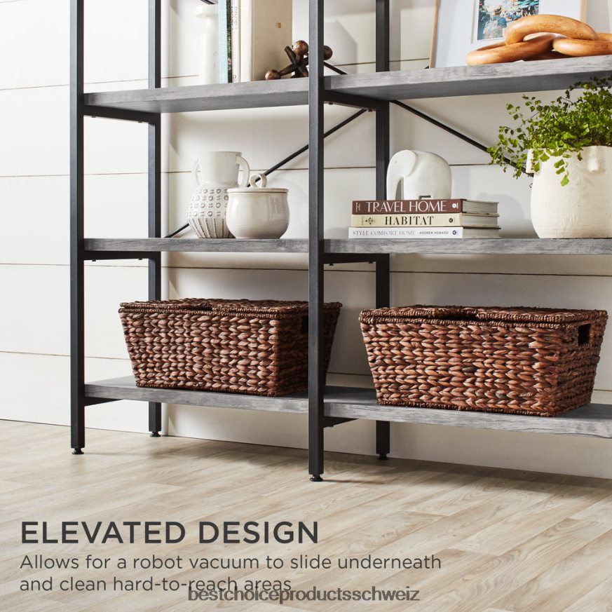 Best Choice Products Industrielles Bücherregal für Wohnzimmer, Gehweg mit erhöhtem Design grau 2JD022646