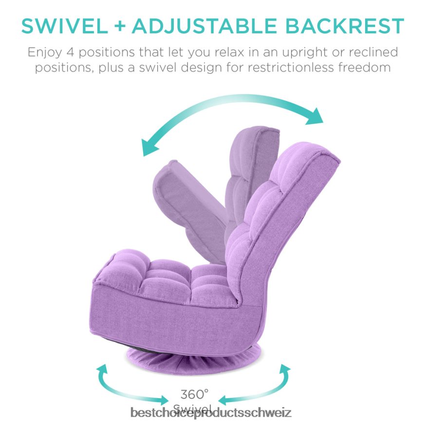 Best Choice Products Klappbarer Gaming-Bodenstuhl mit 360-Grad-Drehgelenk und 4 verstellbaren Positionen Lavendel 2JD0221213