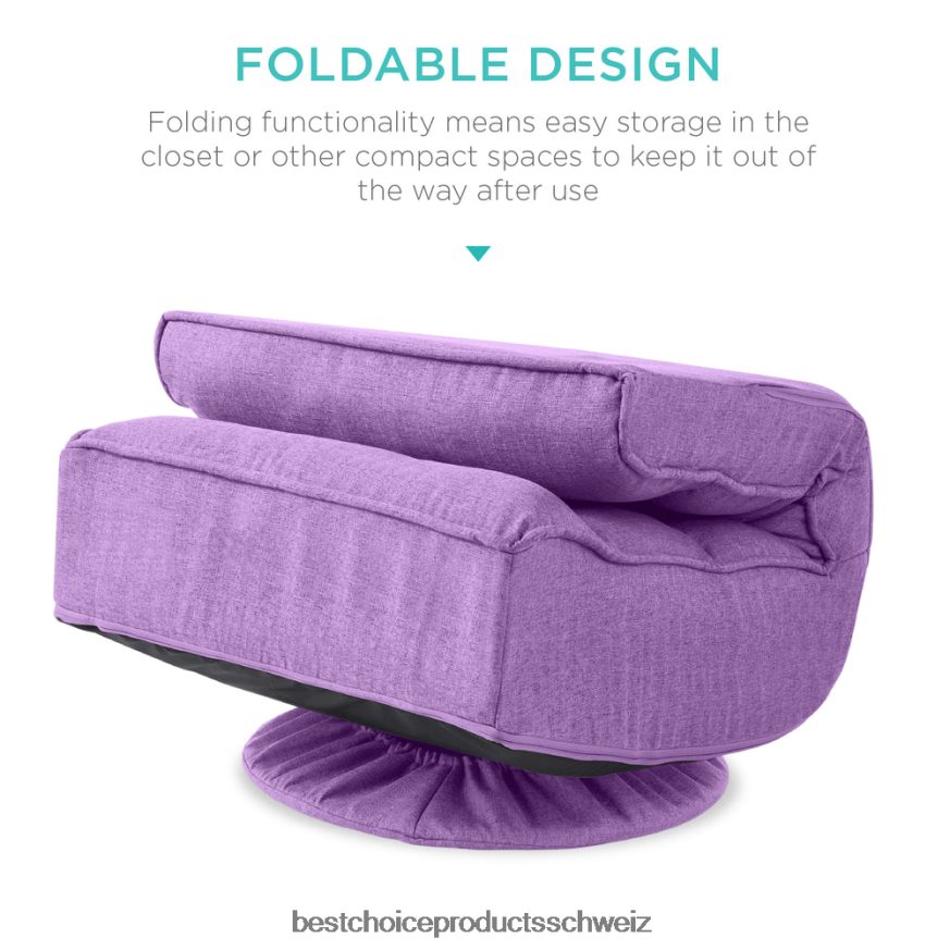 Best Choice Products Klappbarer Gaming-Bodenstuhl mit 360-Grad-Drehgelenk und 4 verstellbaren Positionen Lavendel 2JD0221213