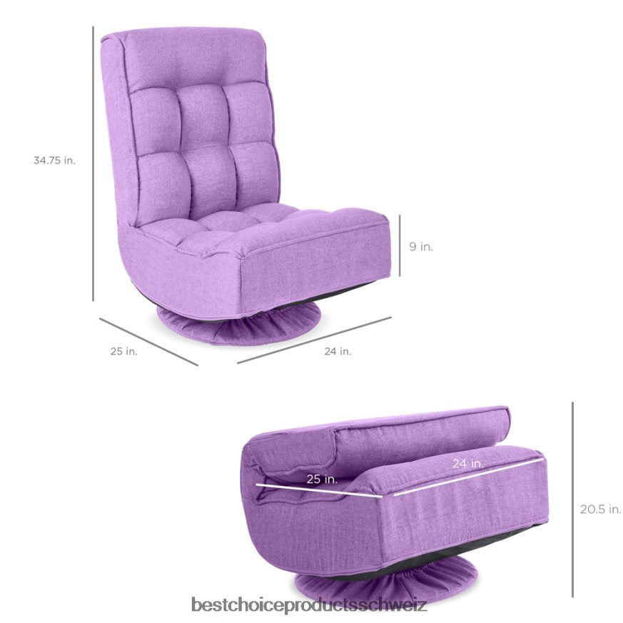 Best Choice Products Klappbarer Gaming-Bodenstuhl mit 360-Grad-Drehgelenk und 4 verstellbaren Positionen Lavendel 2JD0221213