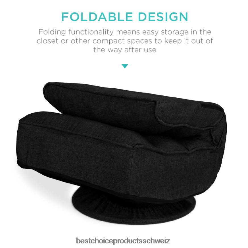 Best Choice Products Klappbarer Gaming-Bodenstuhl mit 360-Grad-Drehgelenk und 4 verstellbaren Positionen Schwarz 2JD0221209