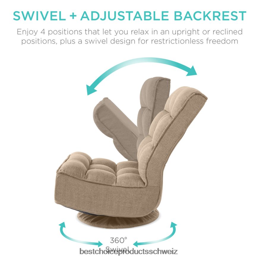 Best Choice Products Klappbarer Gaming-Bodenstuhl mit 360-Grad-Drehgelenk und 4 verstellbaren Positionen bräunen 2JD0221215