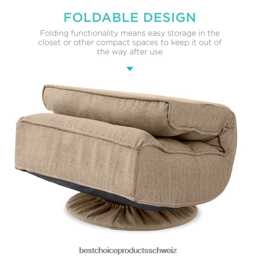 Best Choice Products Klappbarer Gaming-Bodenstuhl mit 360-Grad-Drehgelenk und 4 verstellbaren Positionen bräunen 2JD0221215