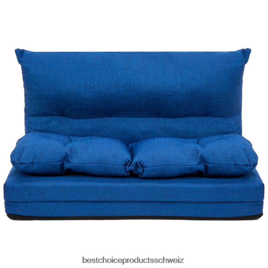 Best Choice Products Klappbarer Lounge-Futon-Gaming-Couchstuhl aus Leinen Blau 2JD0221270