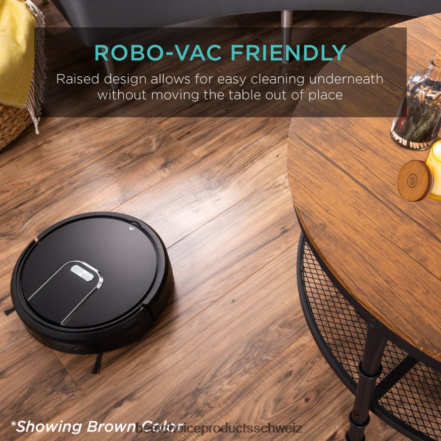 Best Choice Products Runder Industrie-Couchtisch aus Holz und Stahl mit 2 Ebenen und Ablagefächern grau 2JD022356