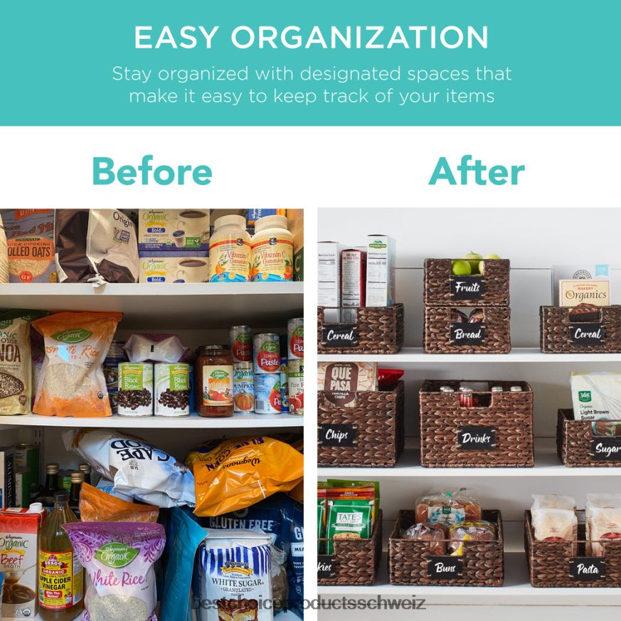 Best Choice Products Set aus 2 Vorratskörben aus Wasserhyazinthe mit Kreidetafel und Marker braun 2JD022641