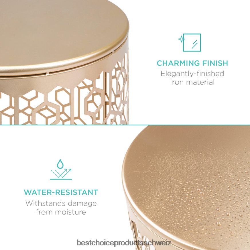 Best Choice Products Set aus 2 dekorativen, runden Beistelltisch-Nachttischen mit ineinander steckbarem Design Weiß 2JD0221245