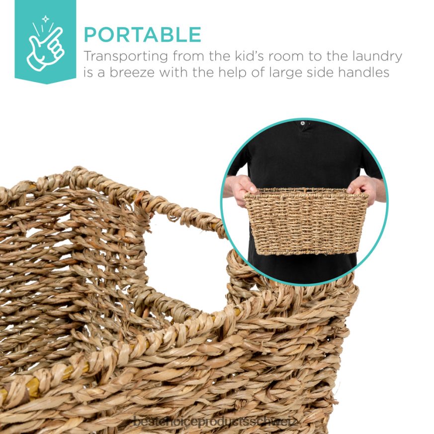 Best Choice Products Set aus 4 Aufbewahrungskörben aus Seegras, Wäsche-Organizer mit Einsteckgriffen natürlich 2JD022729