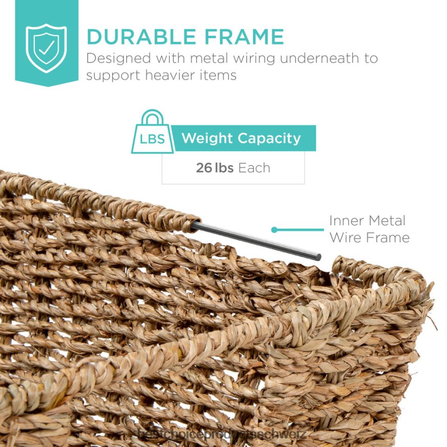 Best Choice Products Set aus 4 Aufbewahrungskörben aus Seegras, Wäsche-Organizer mit Einsteckgriffen natürlich 2JD022729