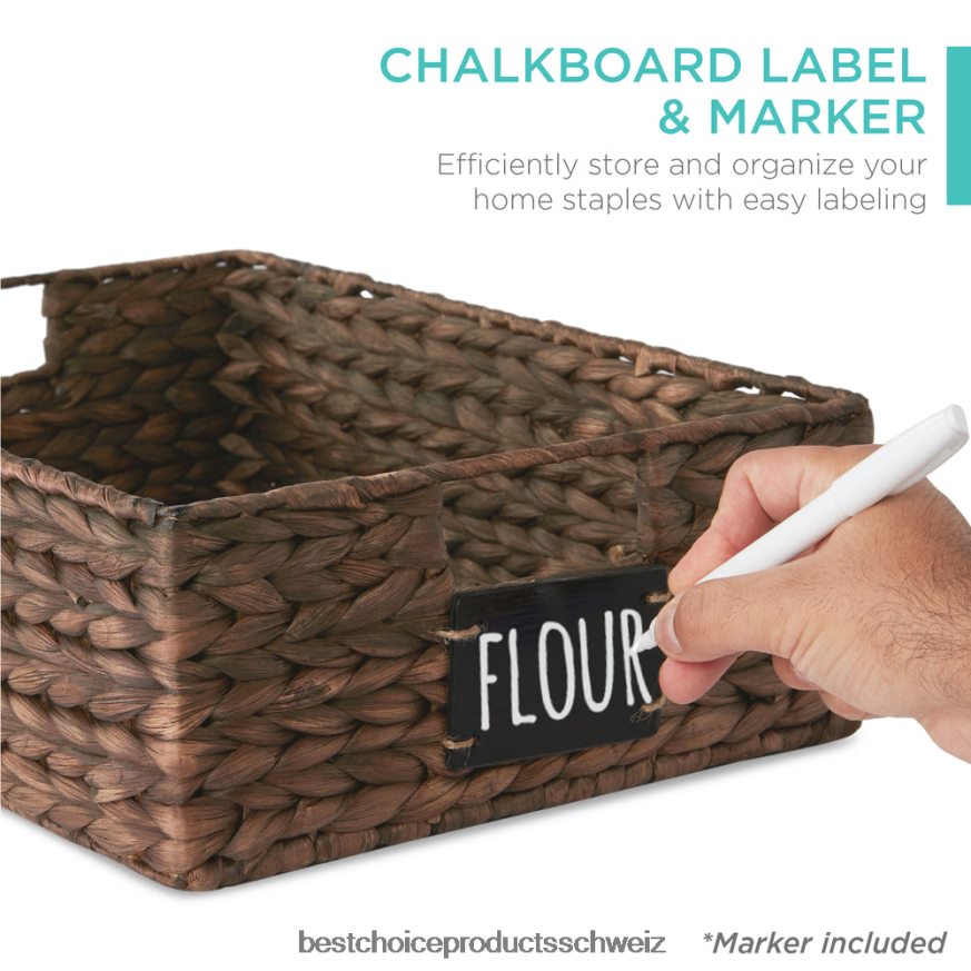 Best Choice Products Set aus 4 Vorratskörben aus Wasserhyanzinthe mit Kreidetafel und Kreidemarker braun 2JD022390
