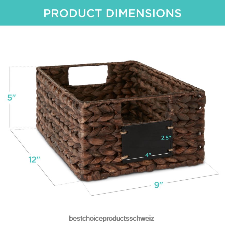 Best Choice Products Set aus 4 Vorratskörben aus Wasserhyazinthe mit Kreidetafel und Marker braun 2JD0221207