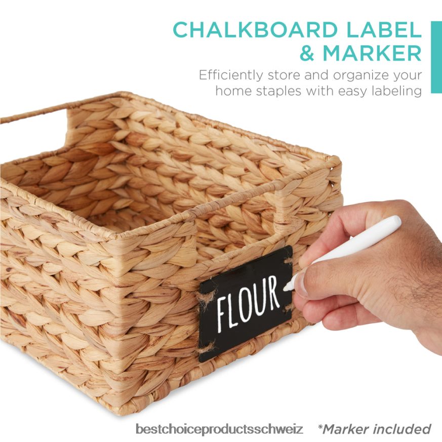 Best Choice Products Set aus 4 Vorratskörben aus Wasserhyazinthe mit Kreidetafel und Marker natürlich 2JD0221206
