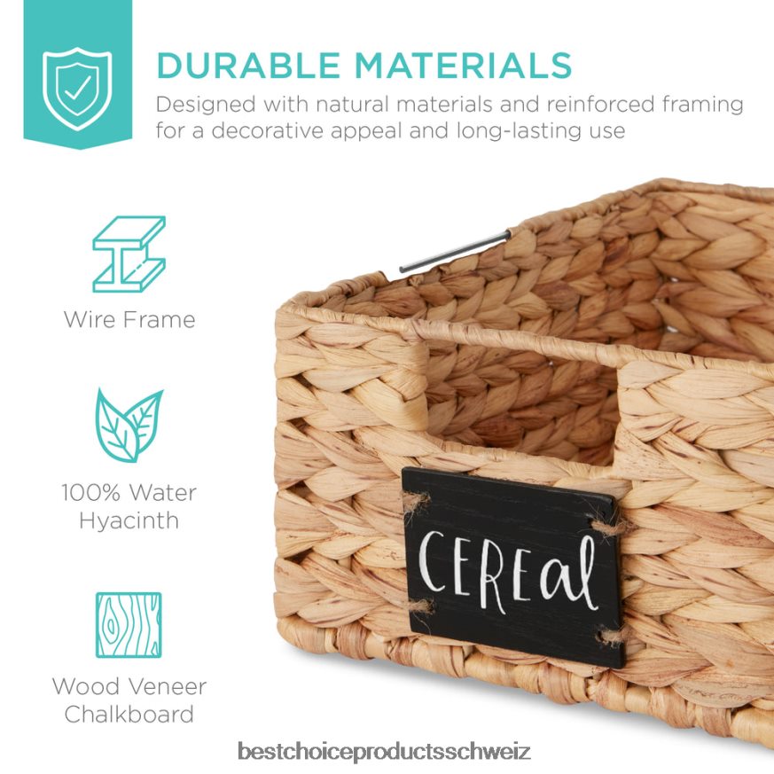 Best Choice Products Set aus 4 Vorratskörben aus Wasserhyazinthe mit Kreidetafel und Marker natürlich 2JD0221206