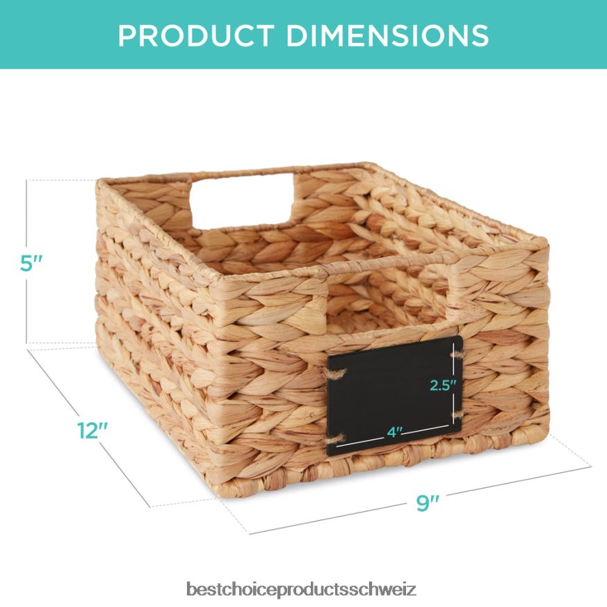 Best Choice Products Set aus 4 Vorratskörben aus Wasserhyazinthe mit Kreidetafel und Marker natürlich 2JD0221206