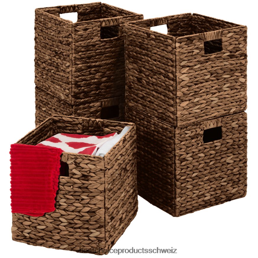 Best Choice Products Set mit 5 zusammenklappbaren Hyazinthen-Aufbewahrungskörben mit Einsätzen Espresso 2JD022680