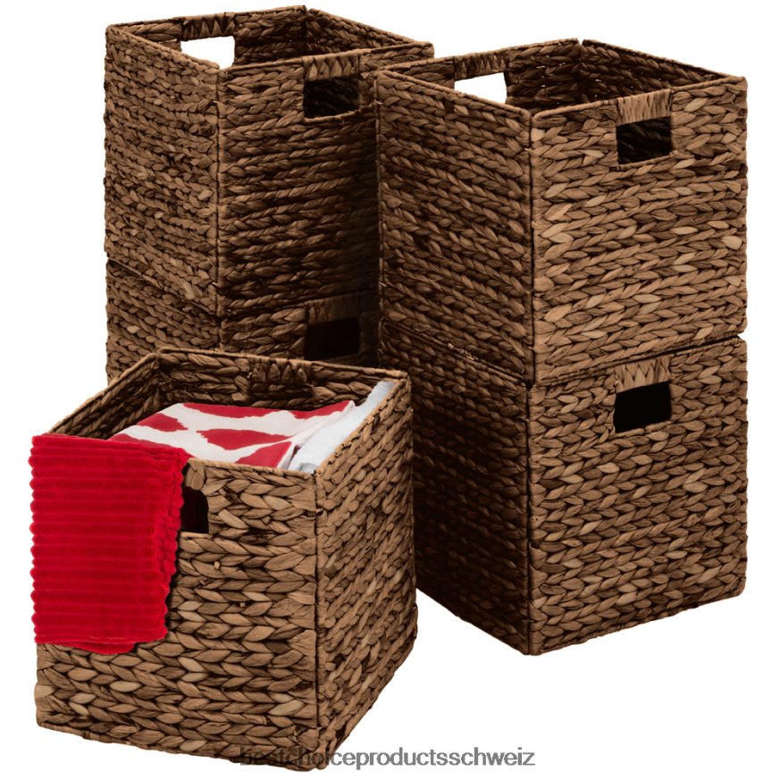 Best Choice Products Set mit 5 zusammenklappbaren Hyazinthen-Aufbewahrungskörben mit Einsätzen braun 2JD0221237