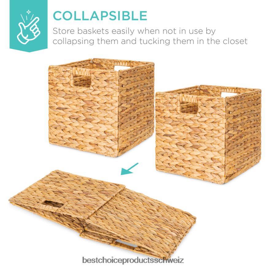 Best Choice Products Set mit 5 zusammenklappbaren Hyazinthen-Aufbewahrungskörben mit Einsätzen natürlich 2JD0221235