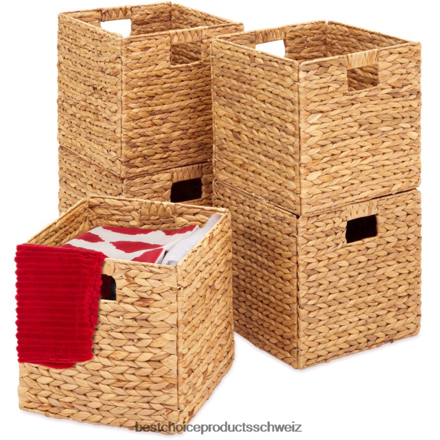 Best Choice Products Set mit 5 zusammenklappbaren Hyazinthen-Aufbewahrungskörben mit Einsätzen natürlich 2JD022679