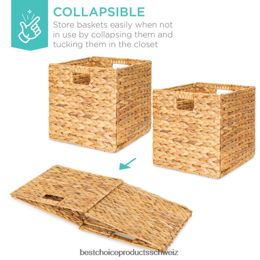 Best Choice Products Set mit 5 zusammenklappbaren Hyazinthen-Aufbewahrungskörben mit Einsätzen natürlich 2JD022679