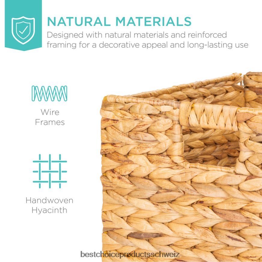 Best Choice Products Set mit 5 zusammenklappbaren Hyazinthen-Aufbewahrungskörben mit Einsätzen natürlich 2JD022679