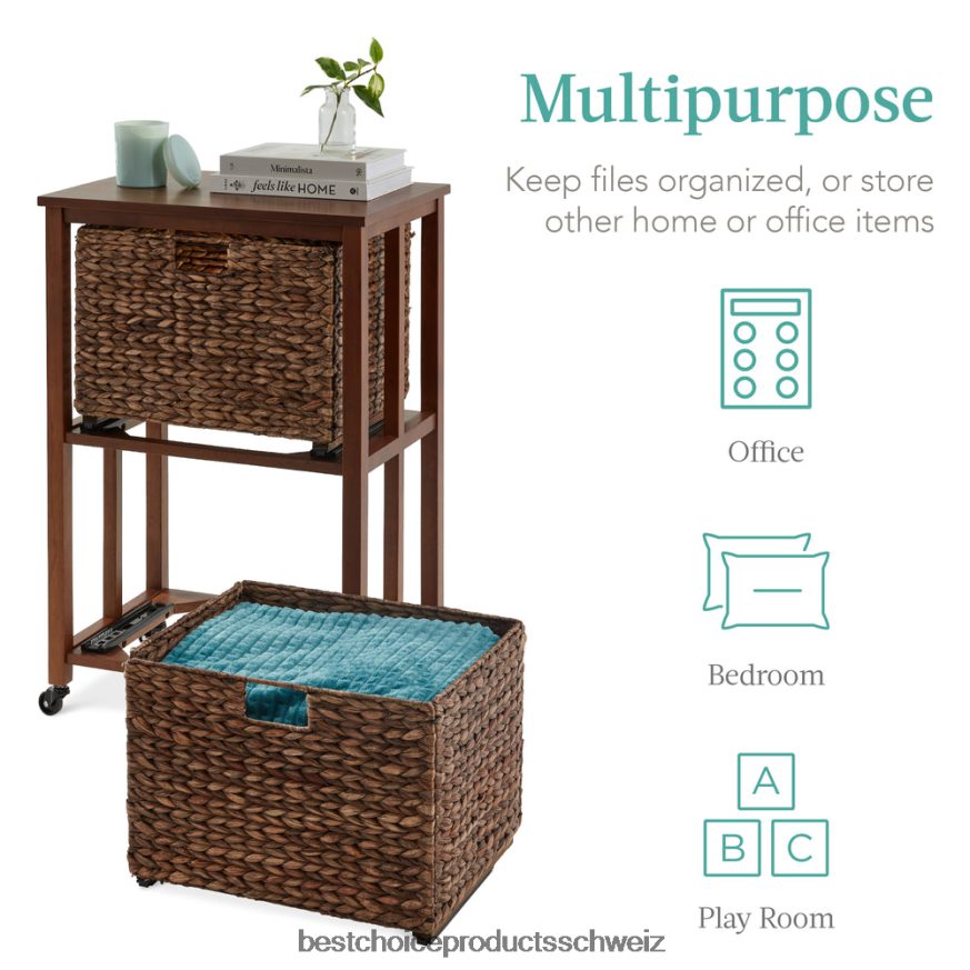 Best Choice Products Vertikaler Aktenschrank mit Gummibaumrahmen und feststellbaren Lenkrollen Mokka 2JD022393