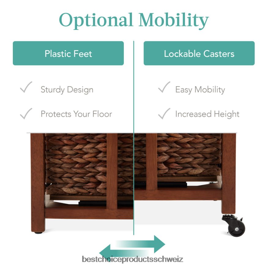 Best Choice Products Vertikaler Aktenschrank mit Gummibaumrahmen und feststellbaren Lenkrollen Mokka 2JD022393