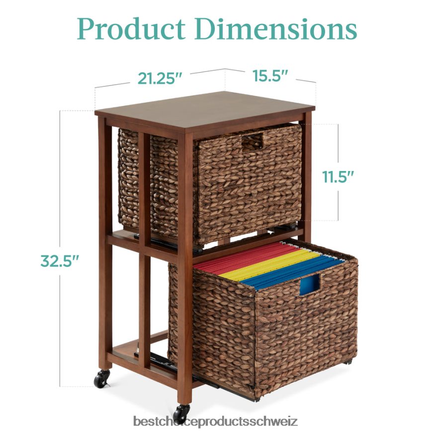 Best Choice Products Vertikaler Aktenschrank mit Gummibaumrahmen und feststellbaren Lenkrollen Mokka 2JD022393