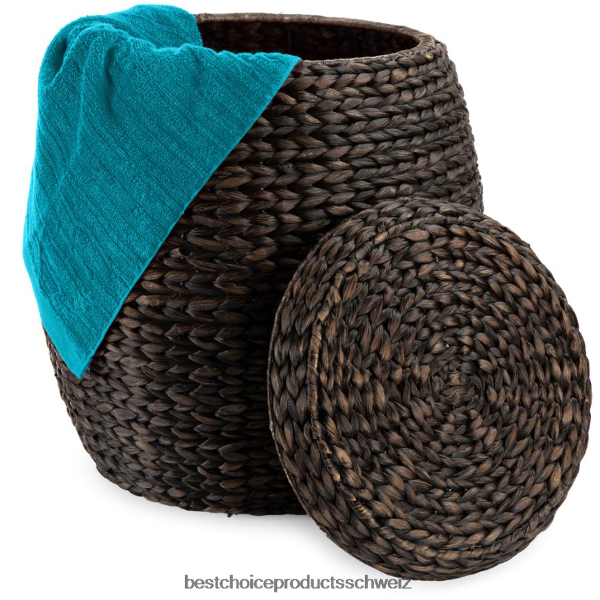 Best Choice Products Vintage Hyazinthen-Aufbewahrungskorb, Organizer mit Deckel braun 2JD022636