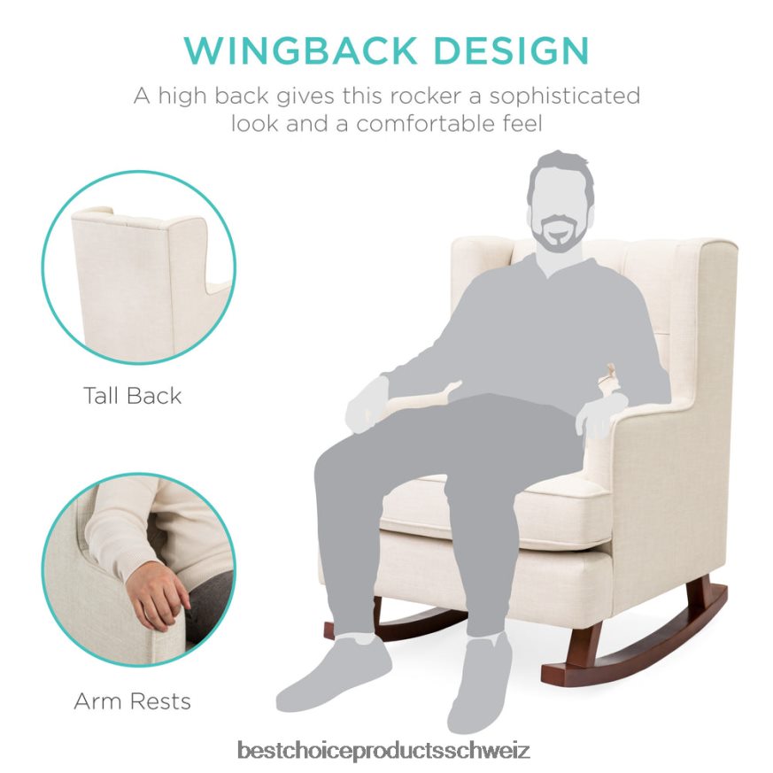 Best Choice Products gepolsterter, gepolsterter Ohrenschaukelstuhl Beige 2JD0221225