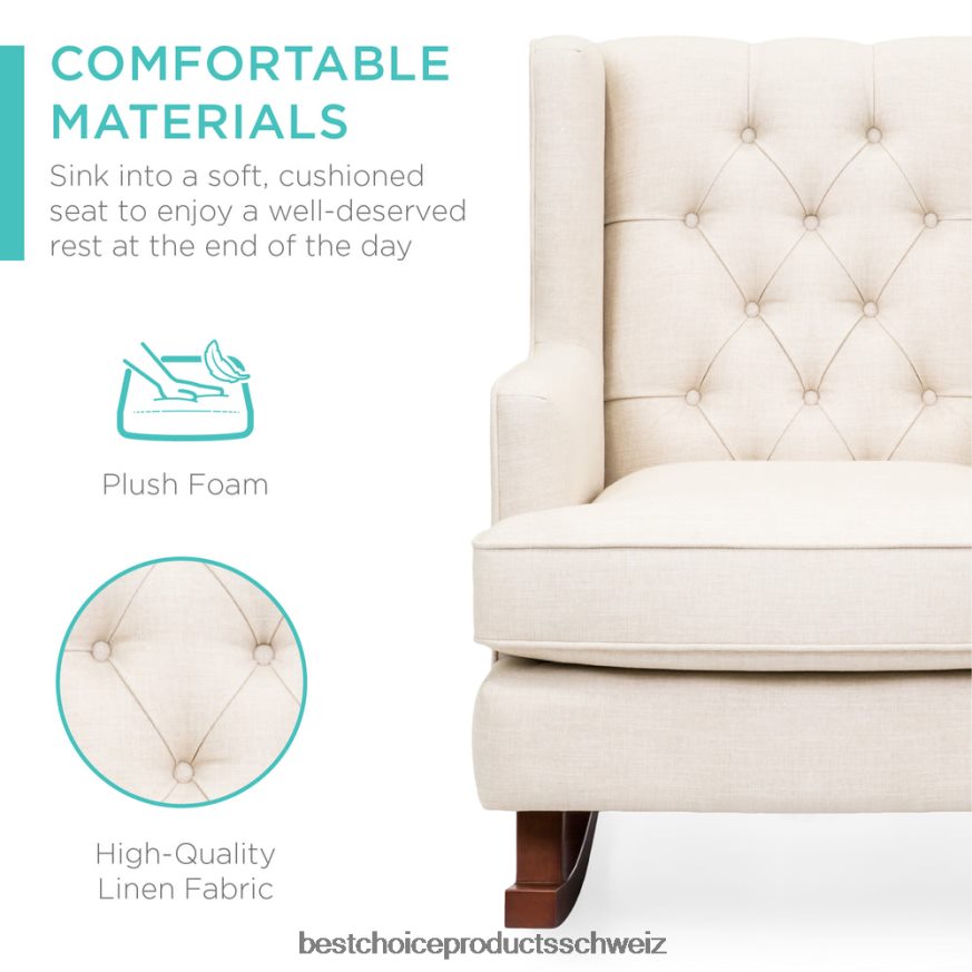 Best Choice Products gepolsterter, gepolsterter Ohrenschaukelstuhl Beige 2JD0221225