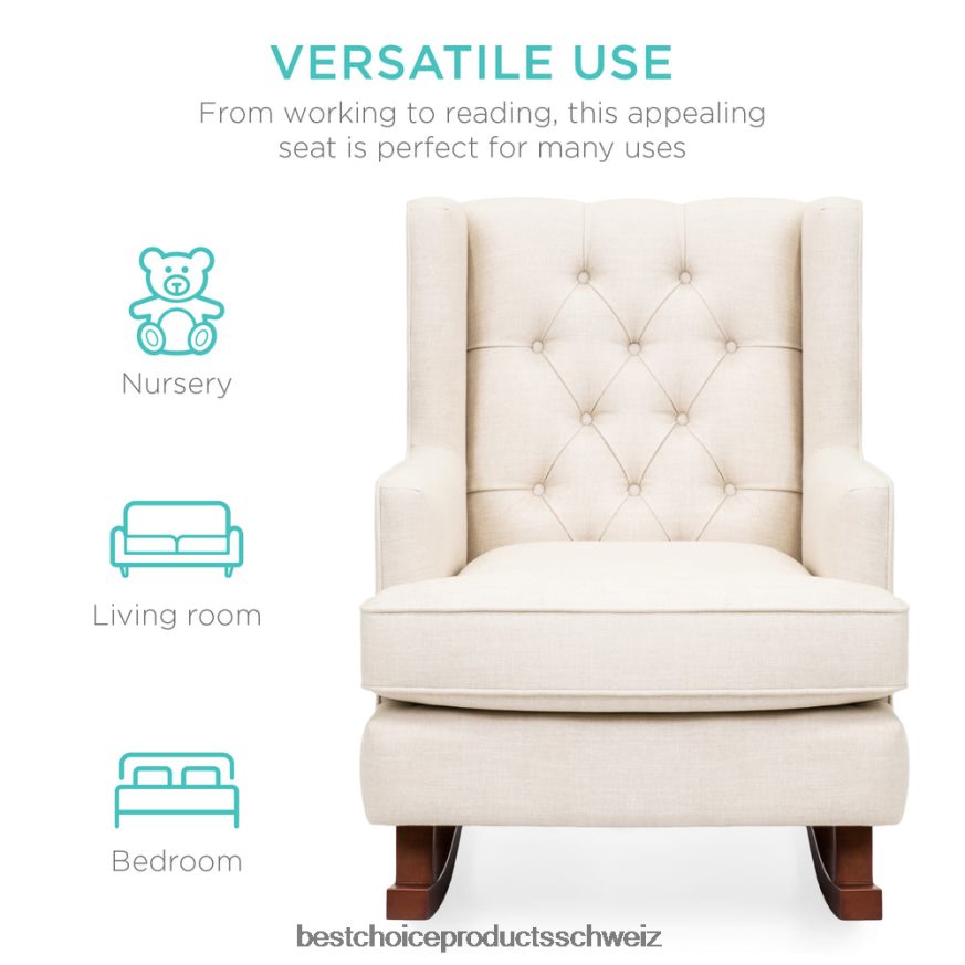 Best Choice Products gepolsterter, gepolsterter Ohrenschaukelstuhl Beige 2JD0221225