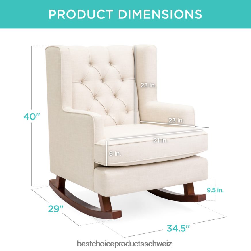 Best Choice Products gepolsterter, gepolsterter Ohrenschaukelstuhl Beige 2JD0221225