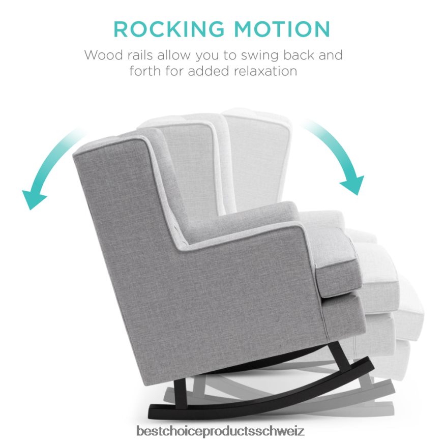 Best Choice Products gepolsterter, gepolsterter Ohrenschaukelstuhl grau 2JD0221226