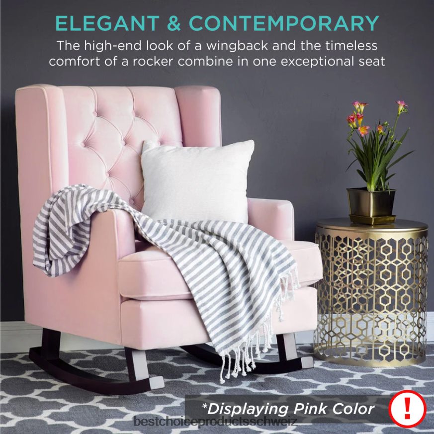 Best Choice Products gepolsterter, gepolsterter Ohrenschaukelstuhl grau 2JD0221226