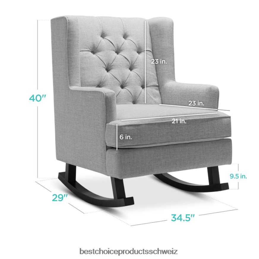 Best Choice Products gepolsterter, gepolsterter Ohrenschaukelstuhl grau 2JD0221226