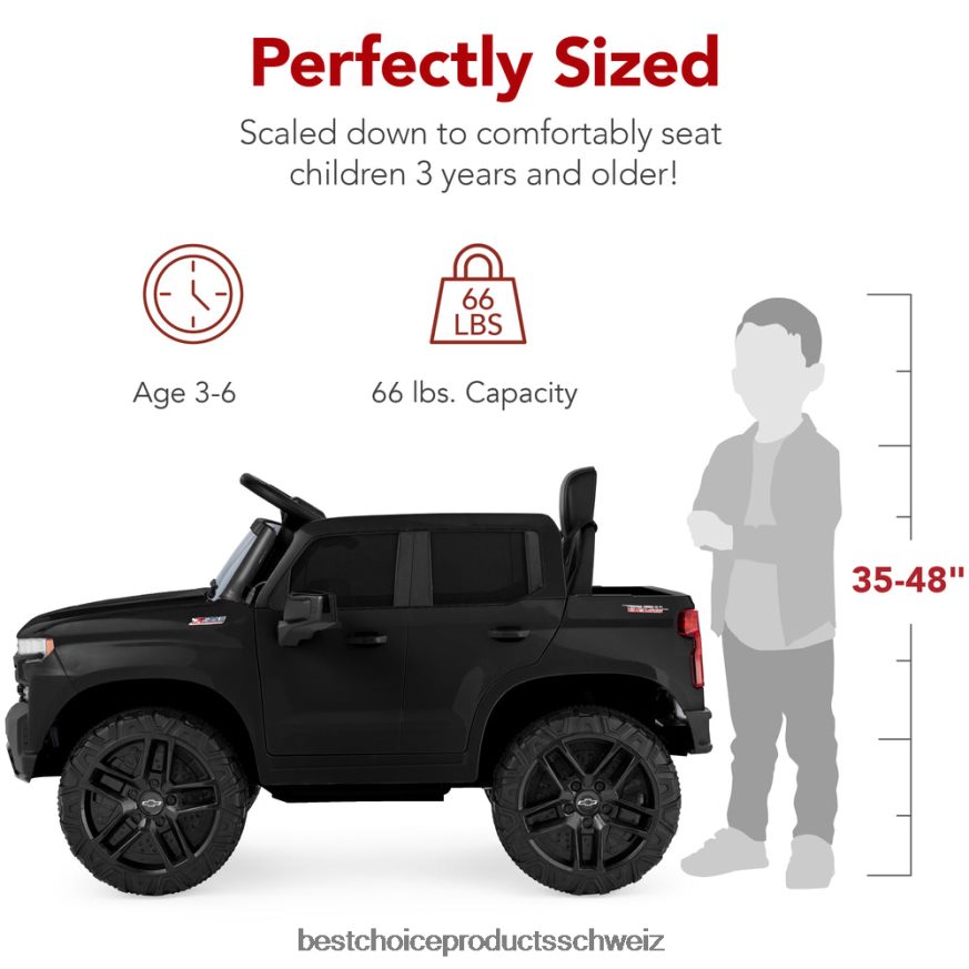 Best Choice Products 12V lizenzierter Chevrolet Silverado Ride-on-Truck mit Eltern-Fernbedienung Schwarz 2JD022565