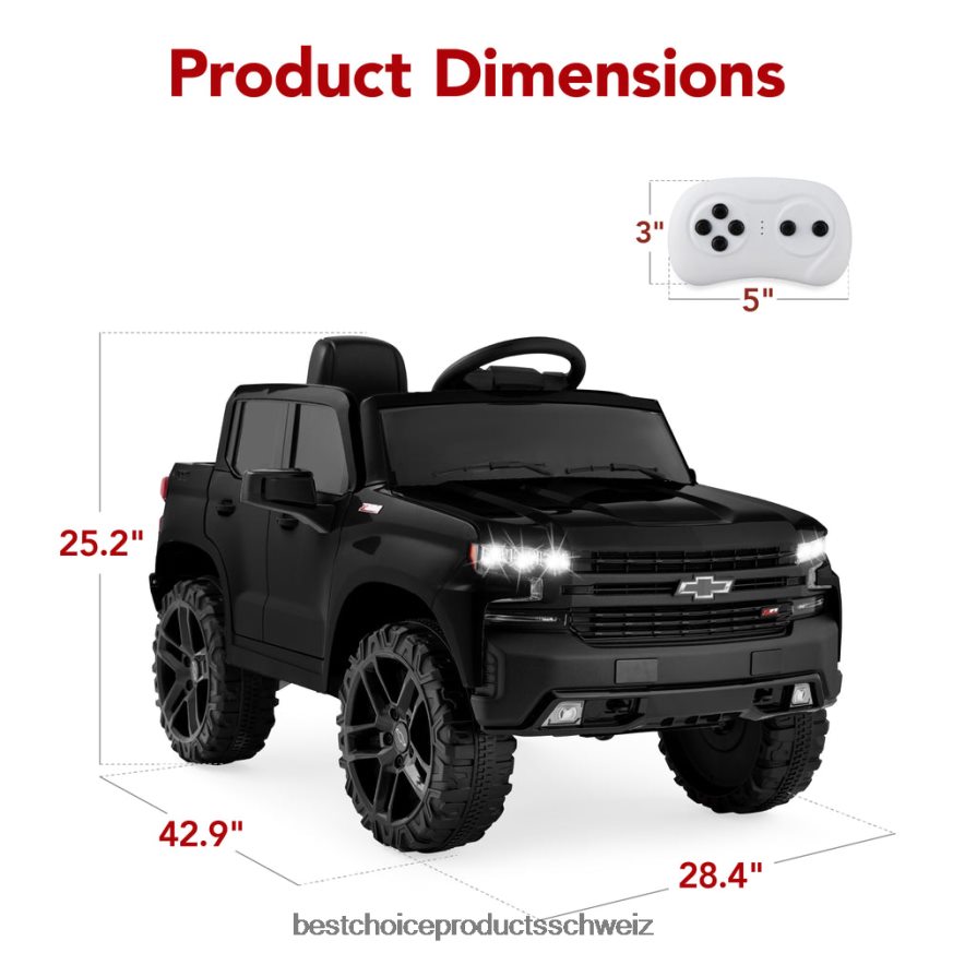 Best Choice Products 12V lizenzierter Chevrolet Silverado Ride-on-Truck mit Eltern-Fernbedienung Schwarz 2JD022565