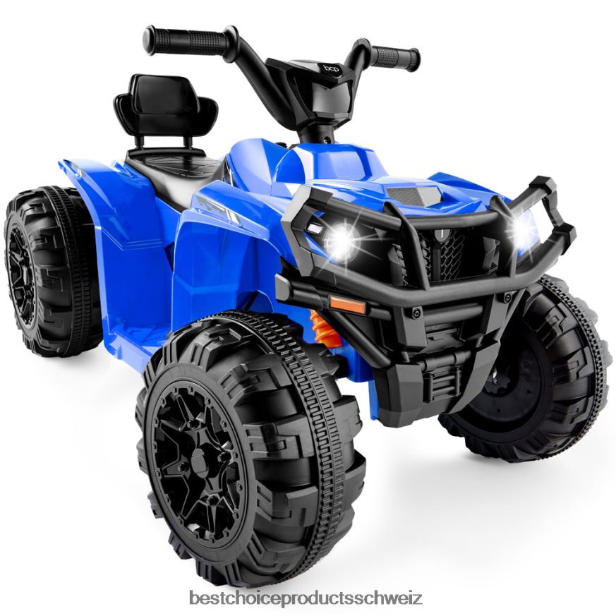 Best Choice Products 12-V-4-Rad-Quad-ATV-Kinderauto zum Aufsitzen mit maximal 2,4 Meilen pro Stunde, Bluetooth und Scheinwerfern Blau 2JD022278