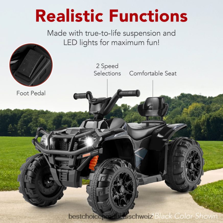 Best Choice Products 12-V-4-Rad-Quad-ATV-Kinderauto zum Aufsitzen mit maximal 2,4 Meilen pro Stunde, Bluetooth und Scheinwerfern Blau 2JD022278