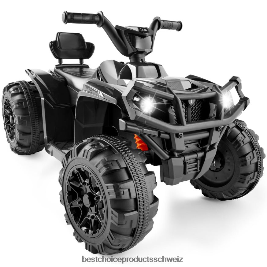 Best Choice Products 12-V-4-Rad-Quad-ATV-Kinderauto zum Aufsitzen mit maximal 2,4 Meilen pro Stunde, Bluetooth und Scheinwerfern Schwarz 2JD022275