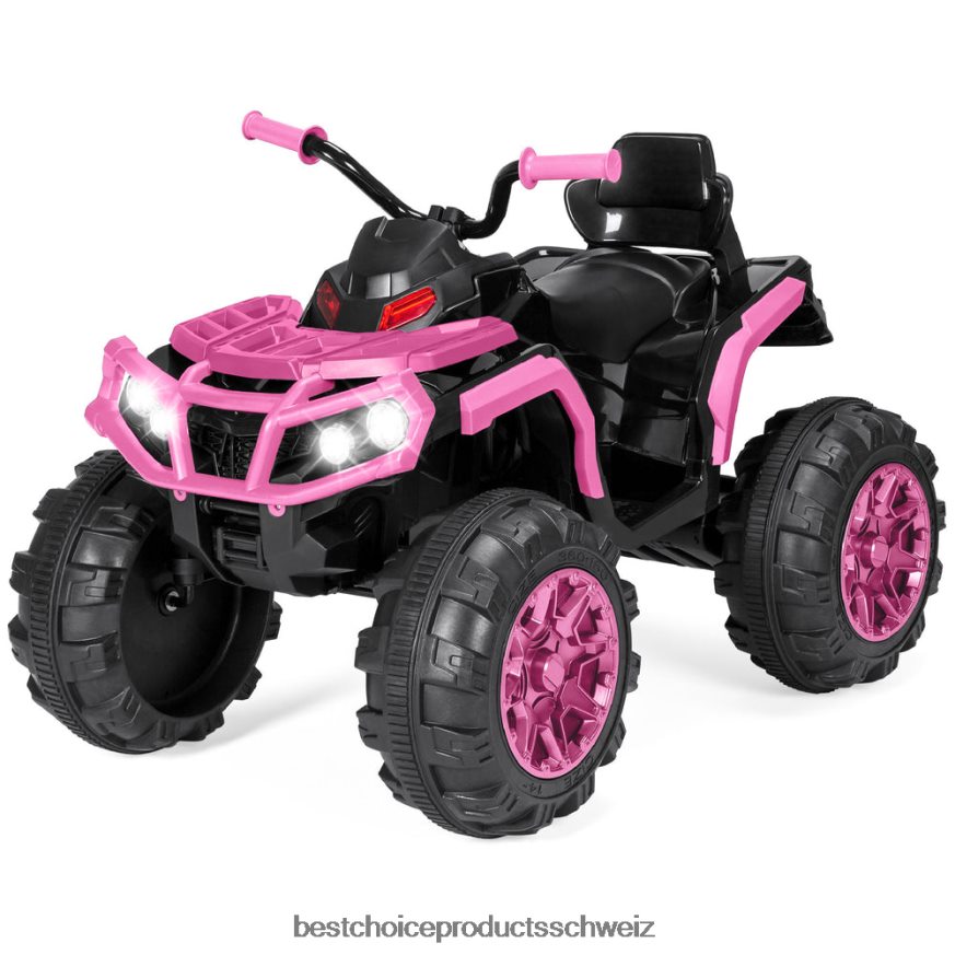 Best Choice Products 12-V-4-Rad-Quad-ATV-Kinderauto zum Aufsitzen mit maximal 6,0 km/h, Bluetooth und Scheinwerfern Rosa 2JD022499